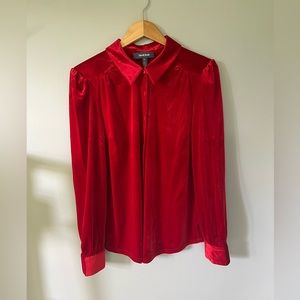 XL Mod Cloth Red Velour button blouse